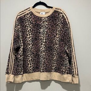 Adidas Leopard Crewneck with Pink and Tan Accents